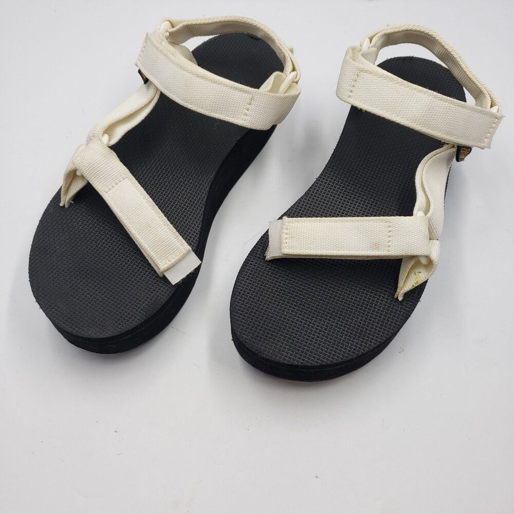 Teva Midform Universal Platform Sandals Womens 8 White Black Strappy Retro - Picture 3 of 14